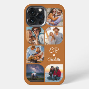 Monogram Name 6 Photo Modern Trendy Simple iPhone 13 Pro Max Case