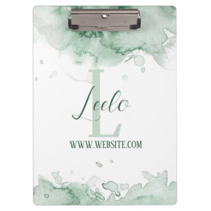 Monogram & Name Affirmation Watercolor Gray Clipbo Clipboard