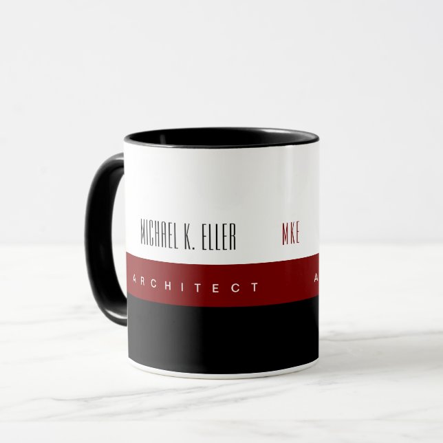 Monogram Name and Job Modern Architect Mug (Front Left)