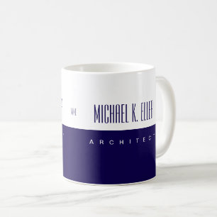 Monogram Name and Job Modern Blue Coffee Mug