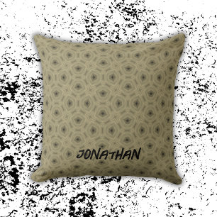 Monogram Name Black and Beige pattern Cushion