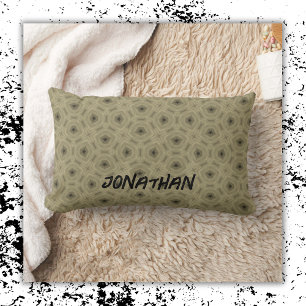 Monogram Name Black and Beige pattern Lumbar Cushion