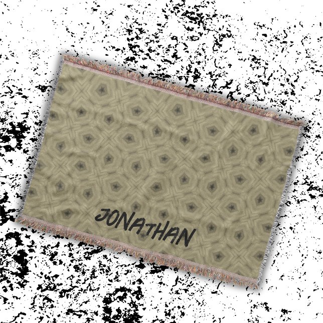 Monogram Name Black and Beige pattern | Throw Blanket (Creator Uploaded)