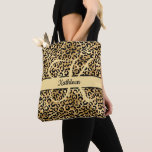Monogram Name Black Gold Leopard Print Bridesmaid  Tote Bag<br><div class="desc">Monogrammed Black and gold leopard print,  animal print,  cheetah print bridesmaid or bridal party tote bags. See our Black and Gold Leopard print collection for matching products. Also a great gift for any women or yourself.</div>