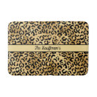 Monogram Name Black Gold Leopard Print Cheetah