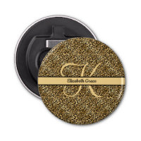 Monogram Name Black Gold Leopard Print Cheetah