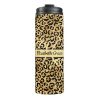 Monogram Name Black Gold Leopard Print Cheetah
