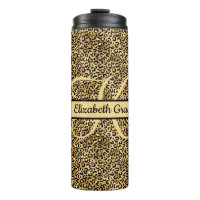 Monogram Name Black Gold Leopard Print Cheetah