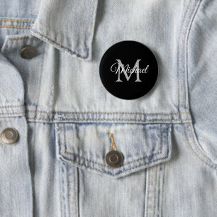 Monogram Name Black Personalised Template Round 6 Cm Round Badge