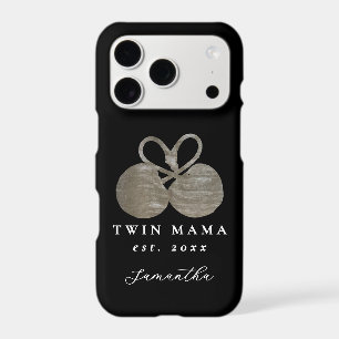 Monogram Name Black White Gold Twin Mama Est. Year