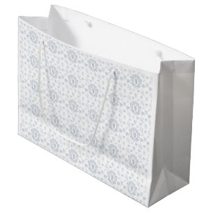 Monogram Name Blue White Chinoiserie Pattern Large Gift Bag