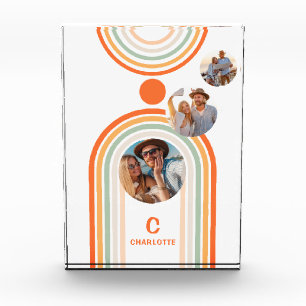 Monogram Name Boho Arch Multi Photo Trendy Girly Block