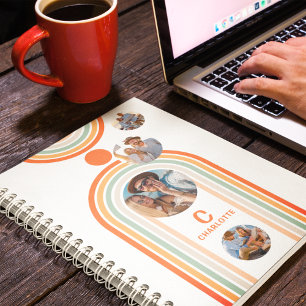 Monogram Name Boho Arch Multi Photo Trendy Girly Notebook