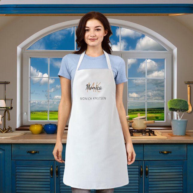 Monogram name business brand colour apron (Creator Uploaded)