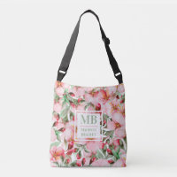 Monogram Name Cherry Blossom Watercolor Floral