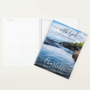 Monogram Name Christian Quote Beach Photo Daily Planner