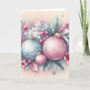 Monogram name Christmas tree ornaments watercolor Card