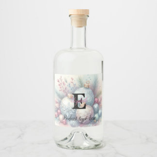 Monogram name Christmas tree ornaments watercolor Liquor Bottle Label