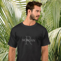 Monogram & Name, Classic Design, Grey Text