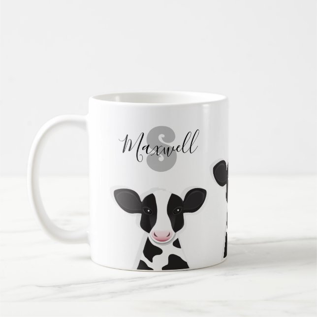 Monogram Name Cow Animal Coffee Mug (Left)