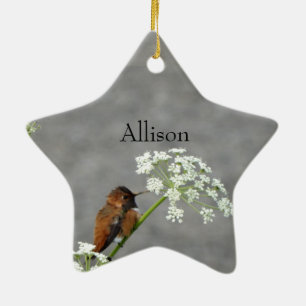 Monogram Name Cute Hummingbird bird Ceramic Ornament
