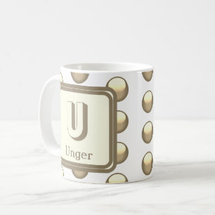 Monogram Name Elegant Gold Polka Dot Initial Coffee Mug