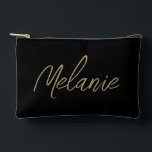 Monogram Name Elegant Modern Minimalist Gold Black Accessory Pouch<br><div class="desc">Monogram Name Elegant Modern Minimalist Gold Black Accessory Pouch. Stylishly personalise with your custom name.</div>