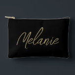 Monogram Name Elegant Modern Minimalist Gold Black Accessory Pouch<br><div class="desc">Monogram Name Elegant Modern Minimalist Gold Black Accessory Pouch. Stylishly personalise with your custom name.</div>