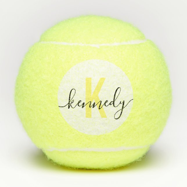 Monogram Name Elegant Modern Script Custom Tennis Balls (Front)