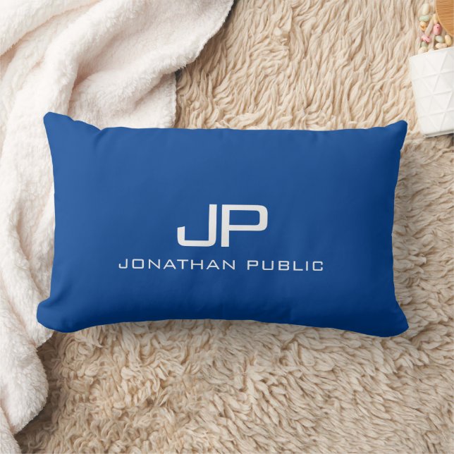 Monogram Name Elegant Modern Template Custom Lumbar Cushion (Blanket)