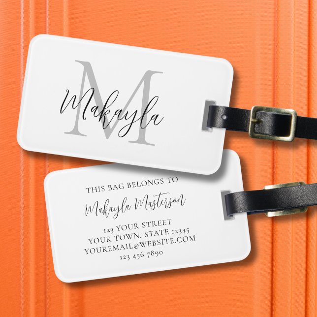Monogram Name Elegant Script Luggage Tag (Creator Uploaded)