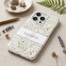 Monogram Name Floral Wildflower Boho Lavender Chic