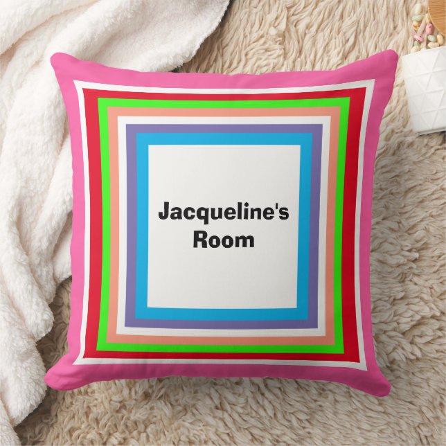 Monogram Name Geometric Pink Green Red Cushion (Blanket)
