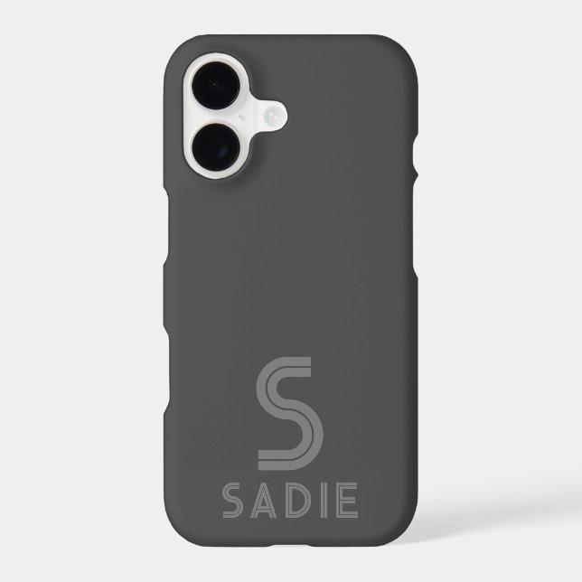 Monogram Name Grey Minimal Modern Simple (Back)