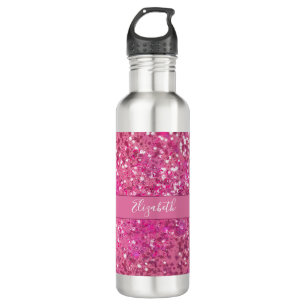 Monogram Name Hot Pink Glitter Sparkle Girly Glam 710 Ml Water Bottle