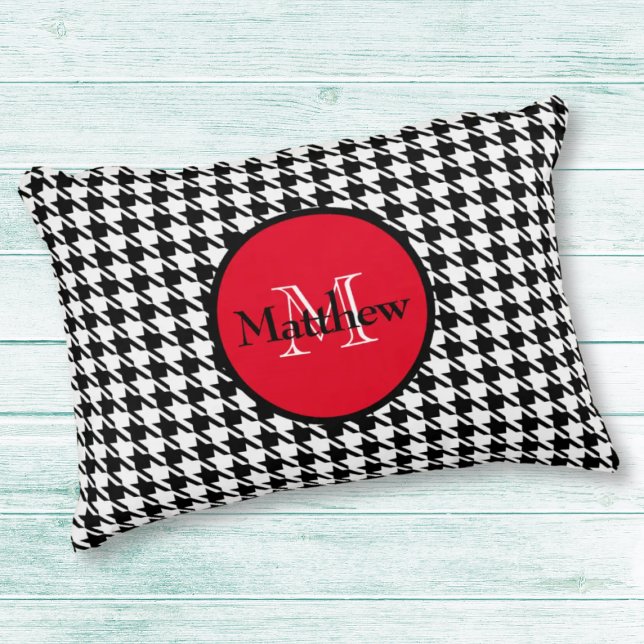 Monogram & Name Houndstooth, Throw Pillow (Creator Uploaded)