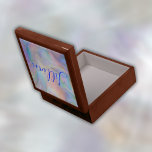 Monogram Name in Blue on Mother Of Pearl |  Gift Box<br><div class="desc">A beautiful Wooden Jewellery Keepsake Box with monogram name in blue on mother-of-pearl background.</div>
