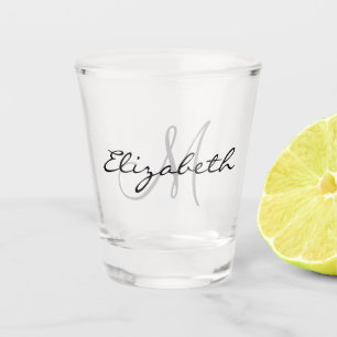 Monogram Name Initial Calligraphy Shot Glass