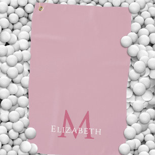 Monogram Name Initial Elegant Pink Golf Towel