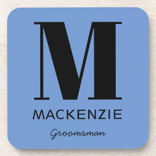 Monogram Name Initial Groomsman Coaster