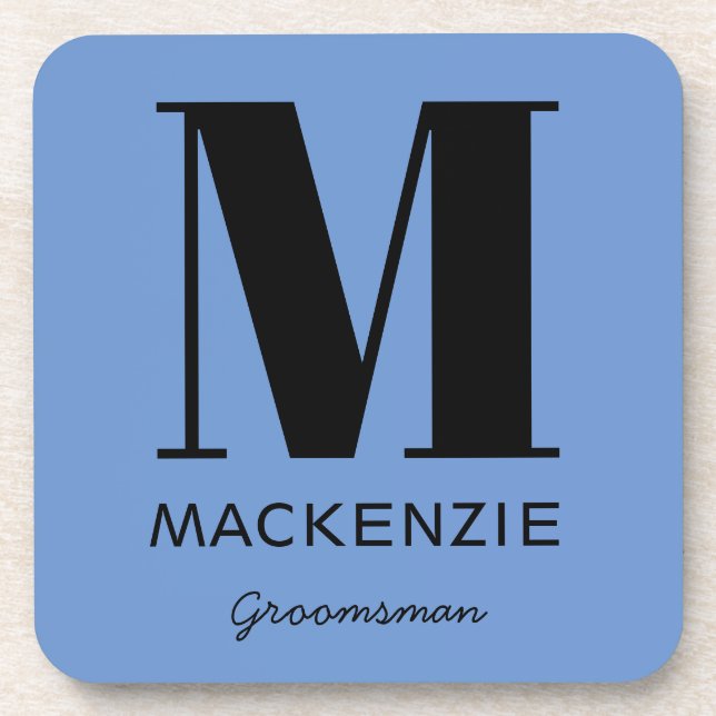 Monogram Name Initial Groomsman Coaster (Front)