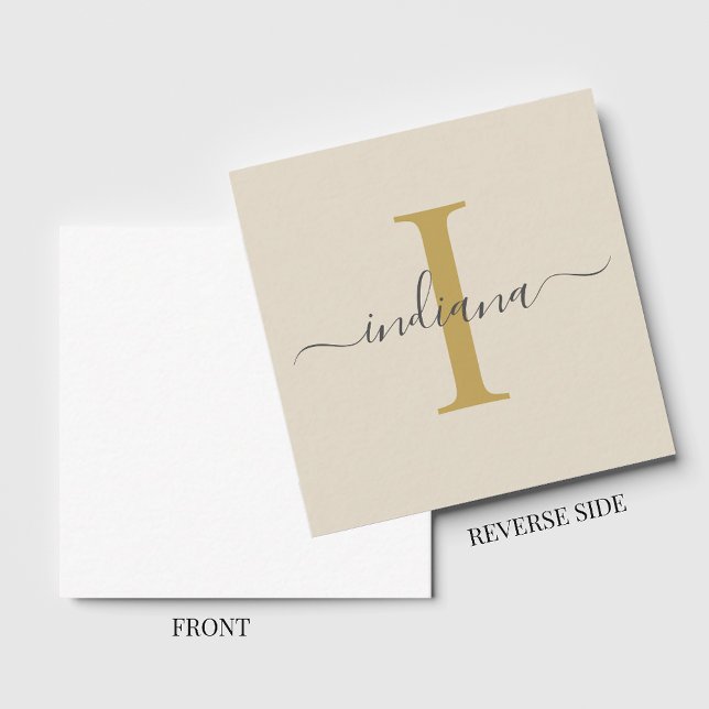 Monogram Name Initial Hand-Lettered Gold Grey Card (Monogram Name Initial Hand-Lettered Gold Gray Note Card)