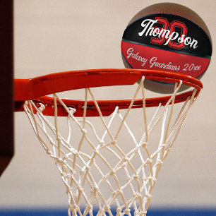 Monogram name initial or number team black red basketball