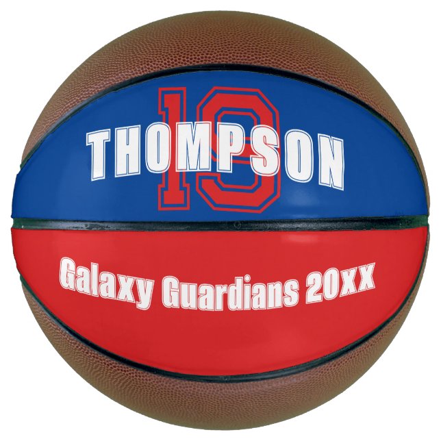 Monogram name initial or number team blue red basketball (Front)