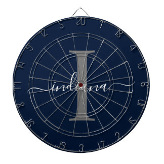 Monogram Name Initial Script Navy Blue Dartboard