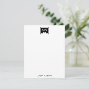 Monogram Name Initials Black Modern Frame Flat Card