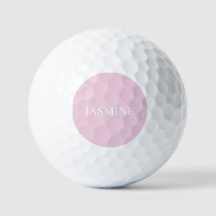 Monogram Name Light Pink White Elegant Girly Golf Balls
