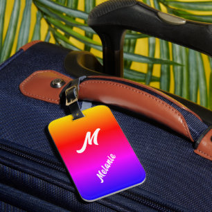 Monogram Name Luggage Tag Rainbow Colours