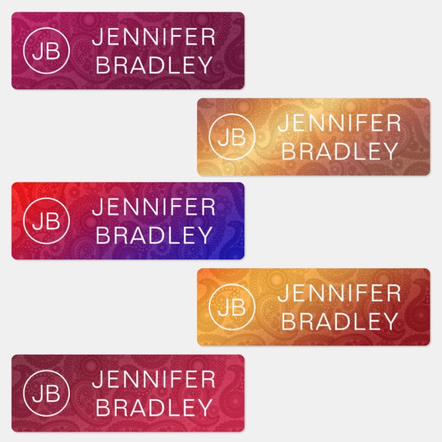 Monogram Name Luxury Red Gold Paisley Pattern (Group)