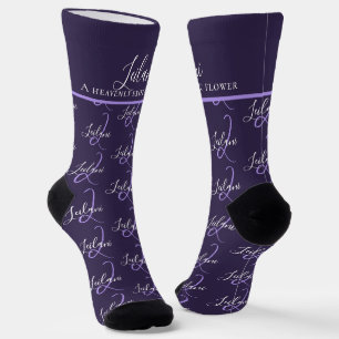 Monogram name meaning Leilani purple custom Socks